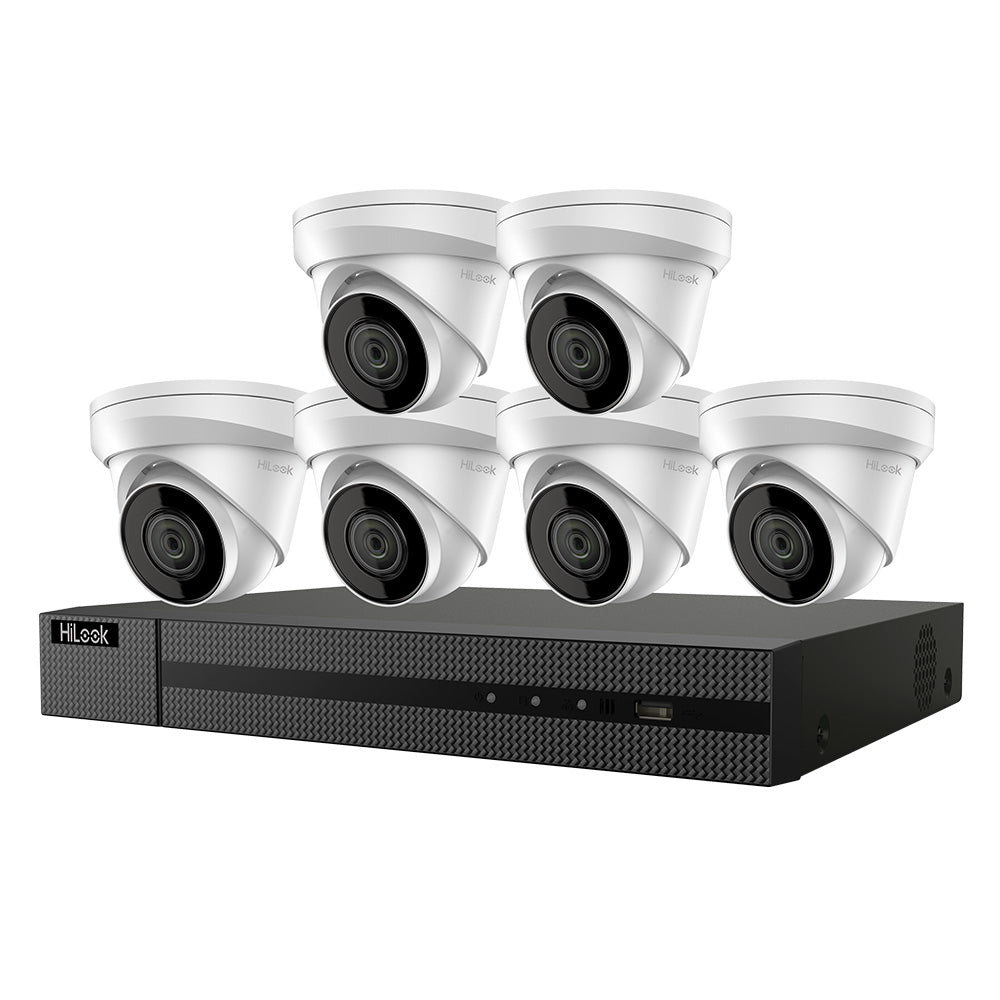 HiLook IK-6284TH-MH/P 8-Channel 4MP PoE NVR Kit | 2TB pre-installed HDD NVR, 2 x SATA for additional storage (up to 8TB per HDD), IP67 rated