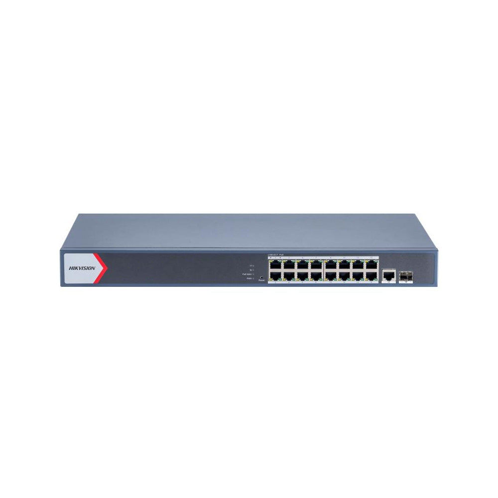 Hikvision DS-3E1518P-EI 16-Port Gigabit Smart PoE Switch for IP cameras and CCTV surveillance systems
