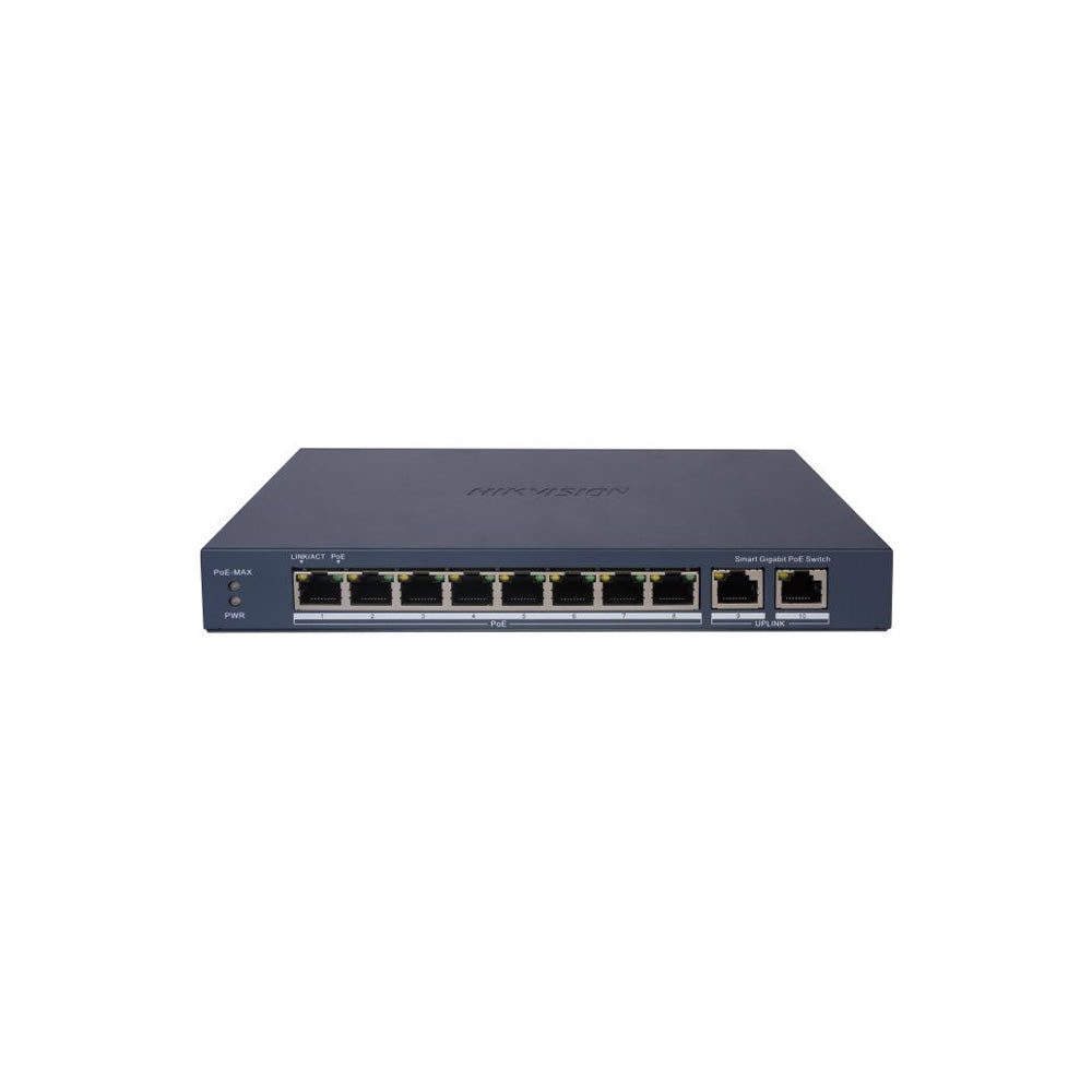 Hikvision DS-3E1510P-EI 8-Port Gigabit Smart PoE Switch for IP cameras and CCTV surveillance systems