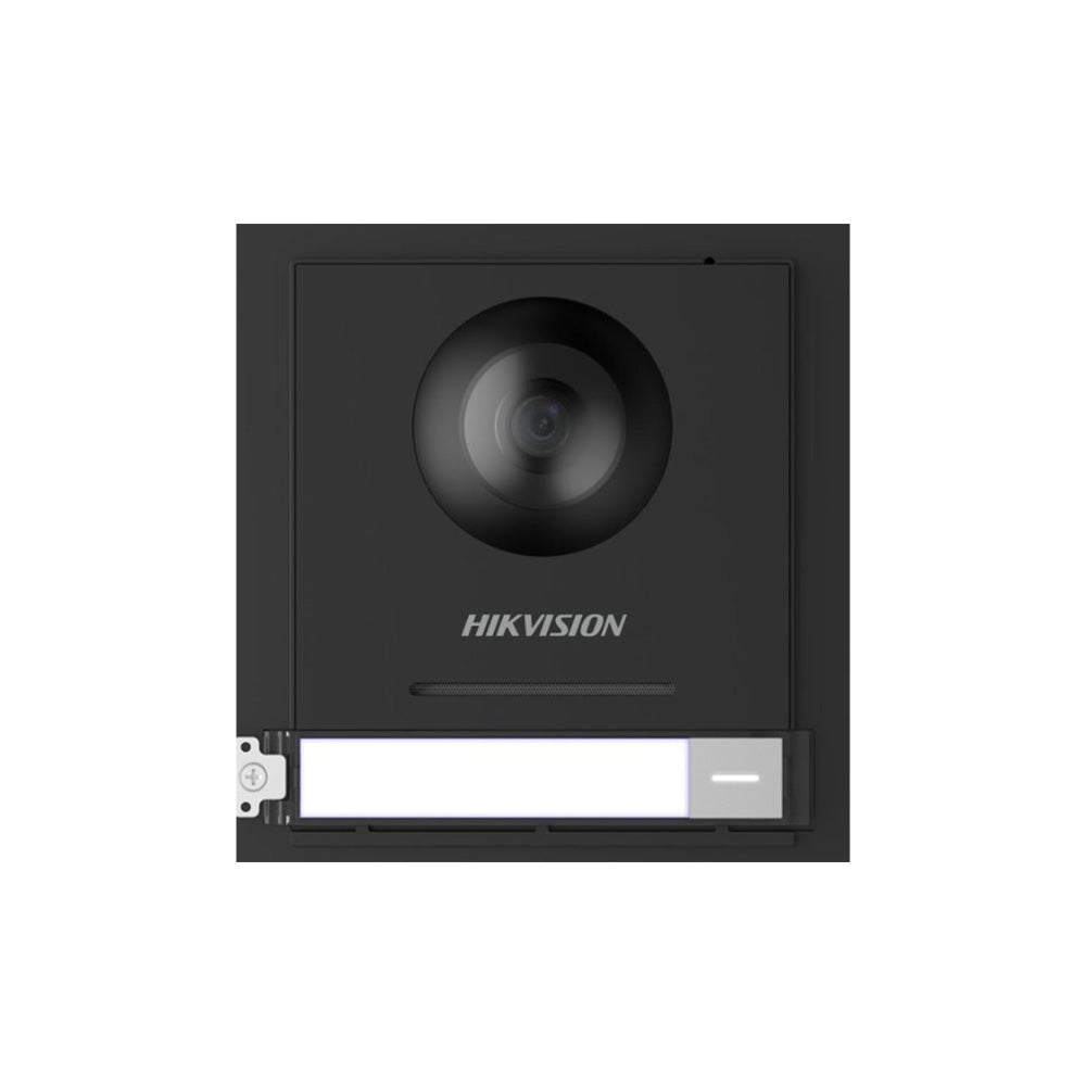 Hikvision DS-KD8003-IME1 KD8 Series Pro modular door station with 2MP fisheye camera, PoE, IP65 weatherproof housing, two-way audio, and smart IP video intercom access control.