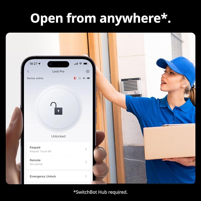 SwitchBot Lock Pro with SwitchBot Keypad Touch and Hub Mini Bundle | Smart Bluetooth Door Lock, Electronic Keyless Entry Door Lock for Front Door, Fits Your Existing Deadbolt
