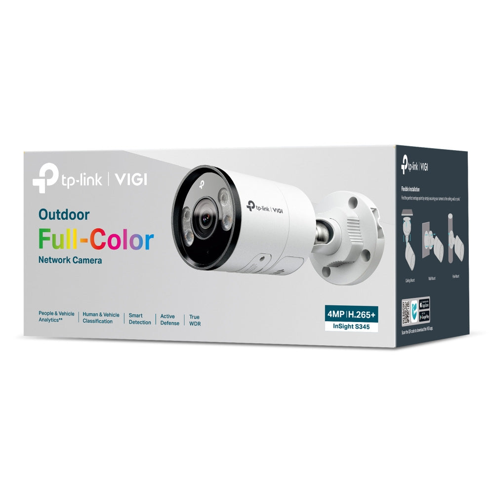 TP-Link VIGI Insight S345 (2.8mm) | 4MP Full-Color PoE Bullet Camera with Night Vision, Smart Detection & Remote Monitoring