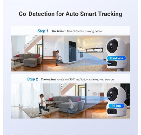 EZVIZ H7c Dual 2K+ (4MP) Indoor WiFi Camera | AI Human Detection, Panoramic View, Color Night Vision, MicroSD Card Support Upto 512GB