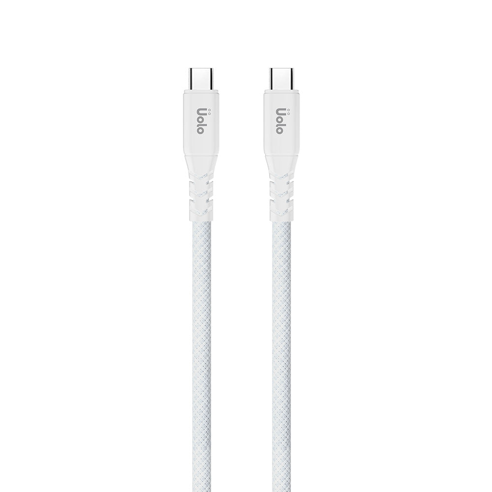 Uolo Link 1.5m Braided USB C to C Gen2 Charge & Sync Cable, 240W 20Gbps White