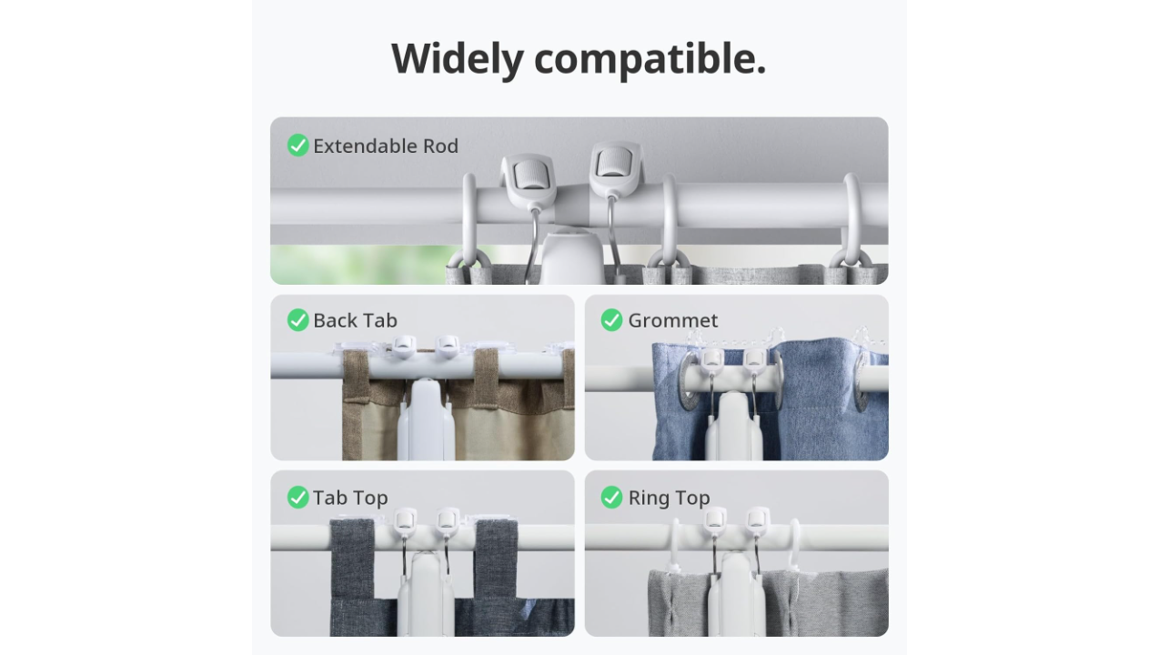 SwitchBot Curtain (Rod 3), White | Smart Electric Motor - Wireless App Automate Timer Control