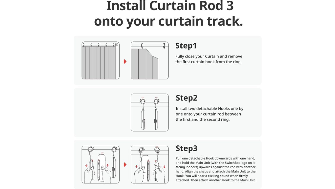 SwitchBot Curtain (Rod 3), White | Smart Electric Motor - Wireless App Automate Timer Control