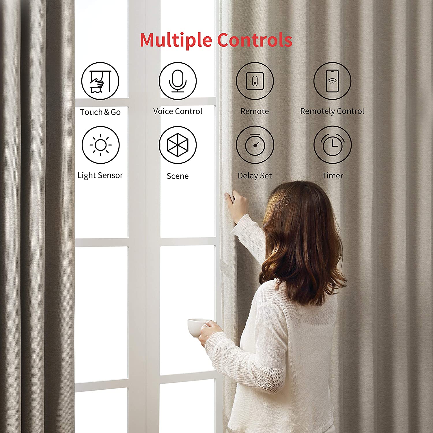 SwitchBot Curtain (U Rail) | Smart Curtain Controller - Add SwitchBot Hub Mini to Make it Compatible with Alexa, Google Home