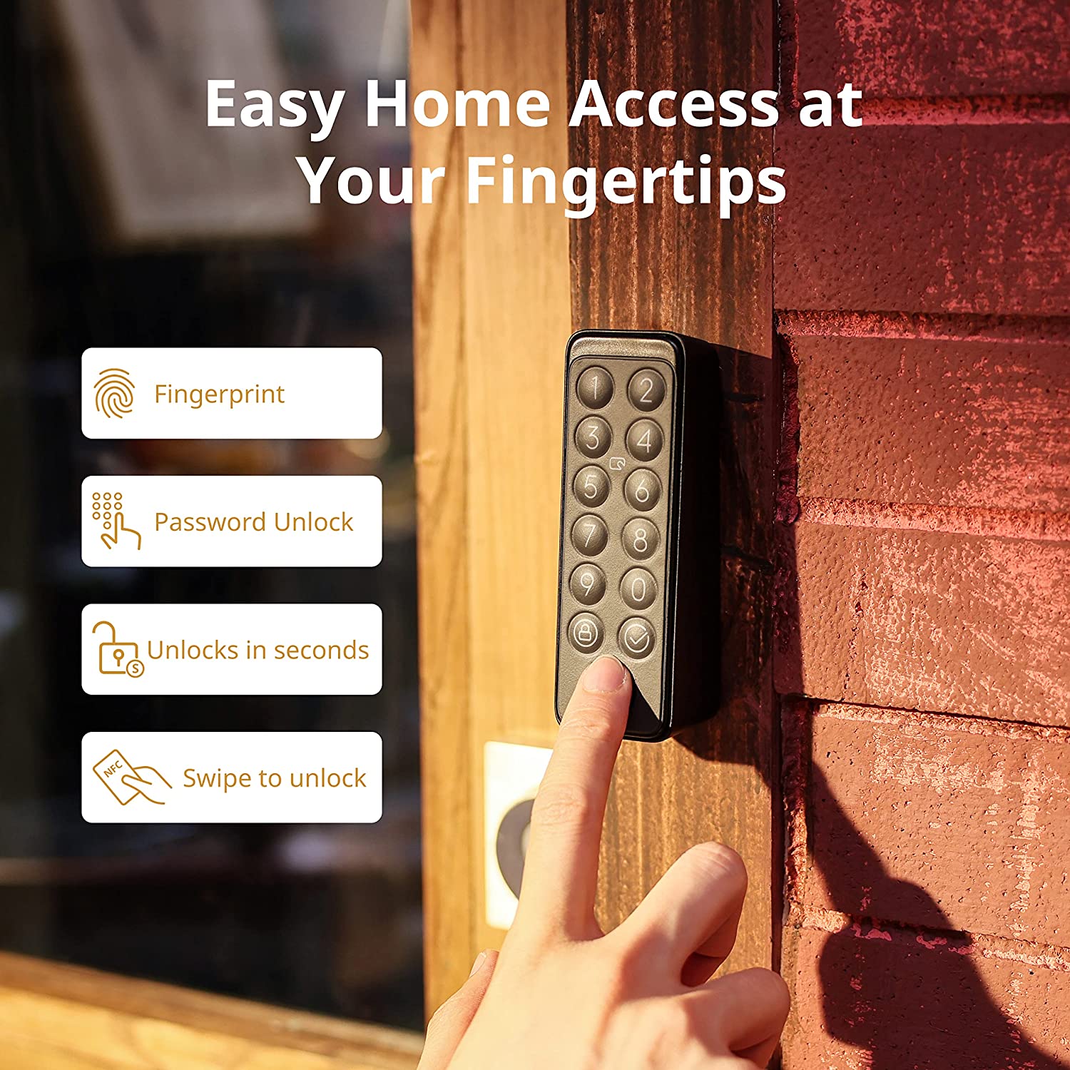 SwitchBot Keypad Touch for SwitchBot Lock/Lock Pro | Fingerprint Keyless Home Entry, IP65, Supports Virtual Passwords