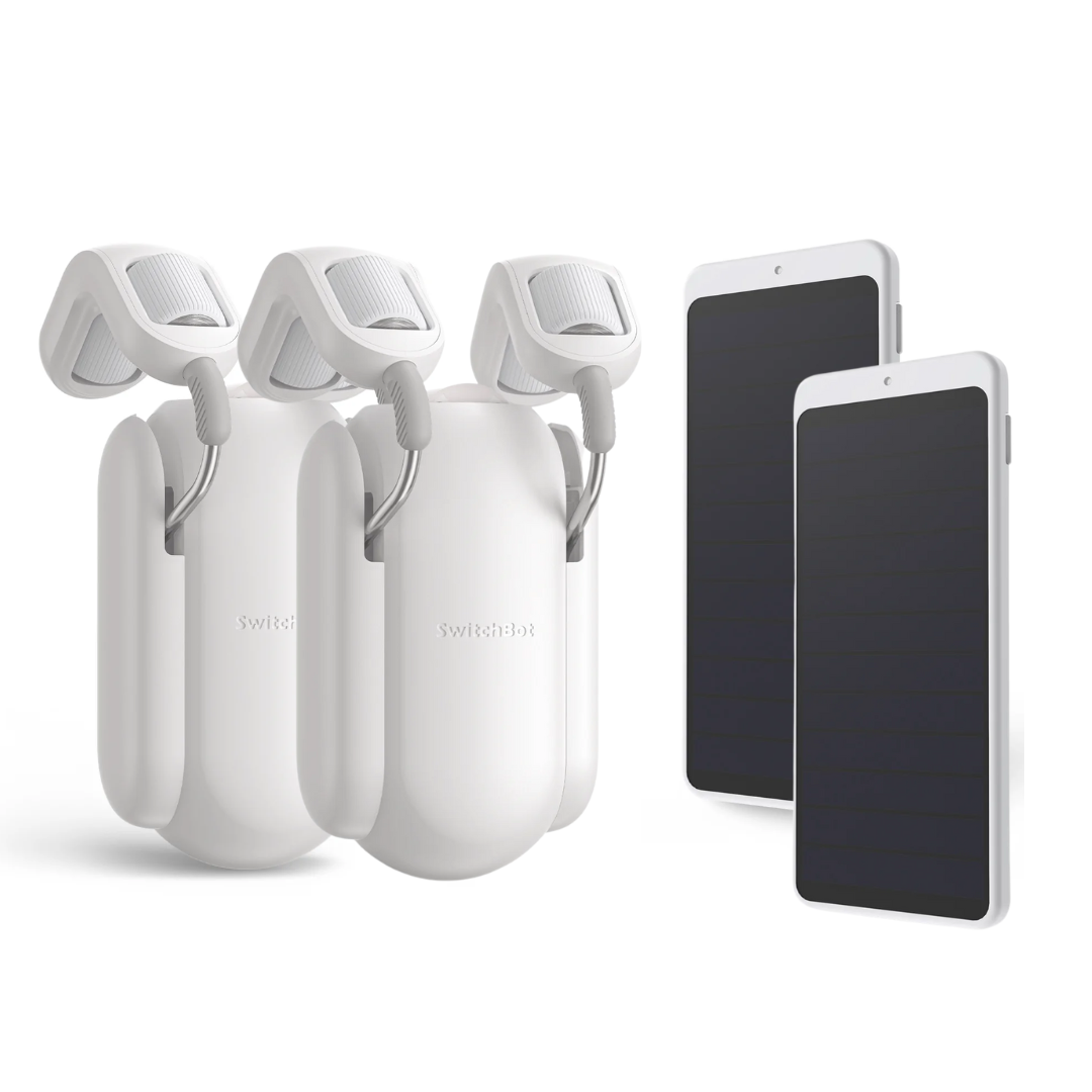 SwitchBot Curtain Bots with Solar Panel Bundle | Smart Electric Motor - Wireless App Automate Timer Control, Add SwitchBot Hub Mini to Make it Compatible with Alexa, Google Home, IFTTT