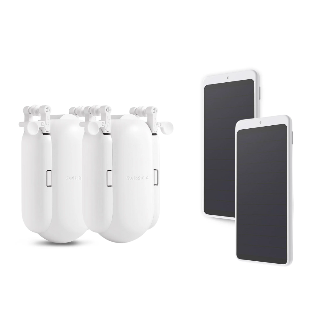 SwitchBot Curtain Bots with Solar Panel Bundle | Smart Electric Motor - Wireless App Automate Timer Control, Add SwitchBot Hub Mini to Make it Compatible with Alexa, Google Home, IFTTT