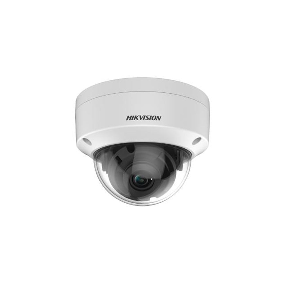 Hikvision DS-2CE57D3T-VPITF 2MP outdoor analog dome security camera with 2.8mm wide-angle lens, infrared night vision, and vandal-resistant housing