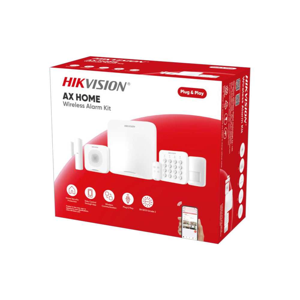 Hikvision AX Home DS-PA201PS-Kit-32WA Wireless Alarm Kit, Complete Smart Home Security System, Wireless Sensors, Easy Setup, Home Protection, Indoor/Outdoor Use