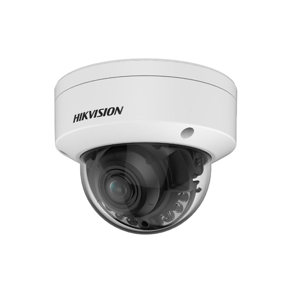 Hikvision DS-2CD3786G2HT-LIZS 8MP Smart Hybrid Light varifocal dome PoE security camera with 2.7–13.5mm motorized lens, dual illumination, and weatherproof housing.