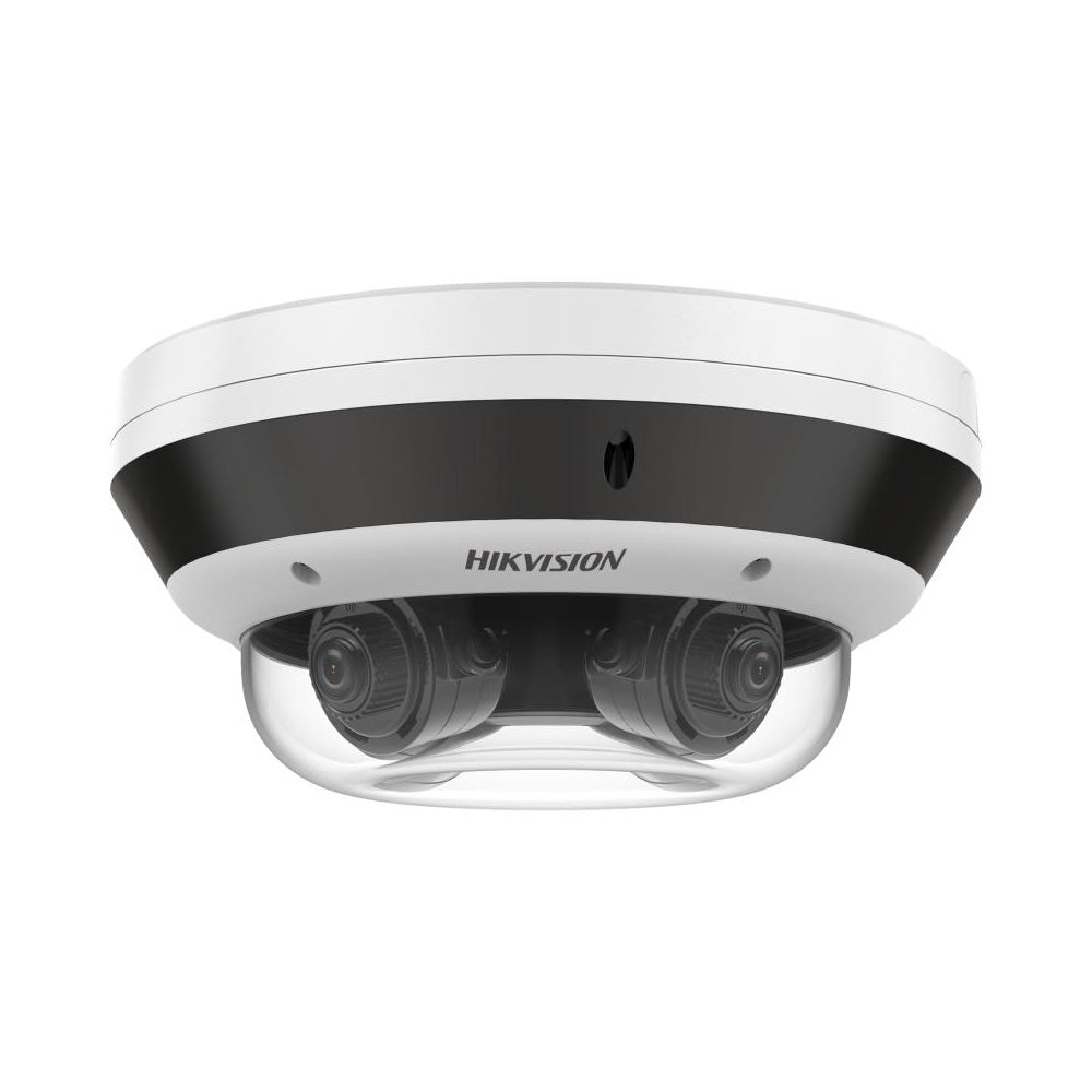 Hikvision DS-2CD6D44G1H-IZS 4MP 4-directional multisensor PoE security camera with four adjustable 2.8–12mm varifocal lenses and IP67-rated housing.