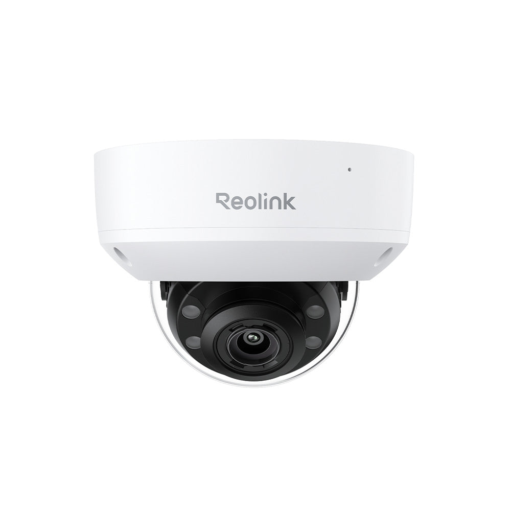 Reolink Professional RP-PCV8MZ 8MP PoE dome security camera with 5X optical zoom, 4K video, AI detection, motorized zoom lens, and outdoor surveillance design