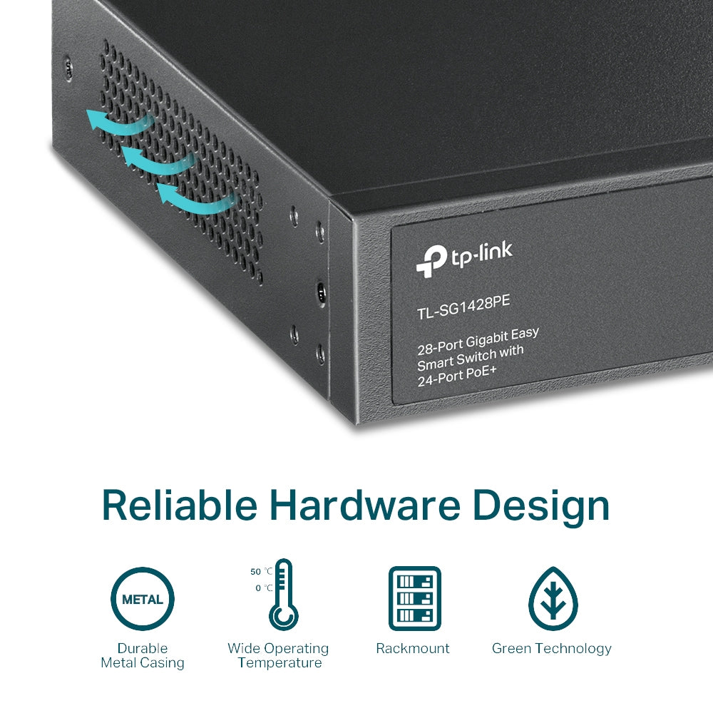 TP-Link SG1428PE 28-Port Gigabit Easy Smart Switch with 24-Port PoE+