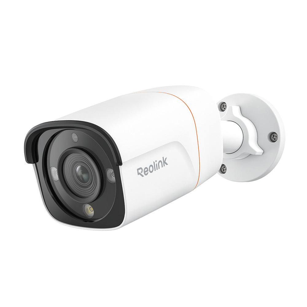 Reolink Professional RP-PCB12M 12MP PoE bullet security camera with 4K Ultra HD video, color night vision, AI detection, two-way audio, and outdoor surveillance design