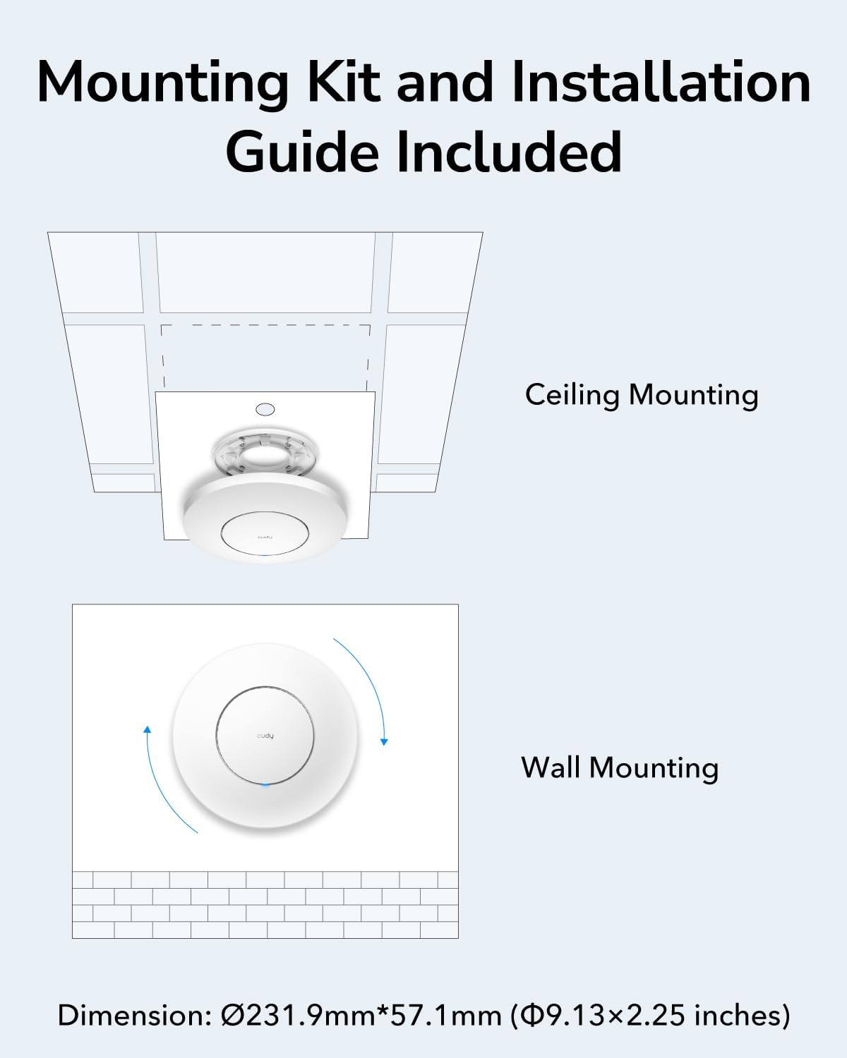 Cudy AP3000 AX3000 WiFi 6 2.5G Access Point | RJ45, Business WiFi Solution, Mesh Support, Seamless Roaming & MU-MIMO, PoE or DC Powered
