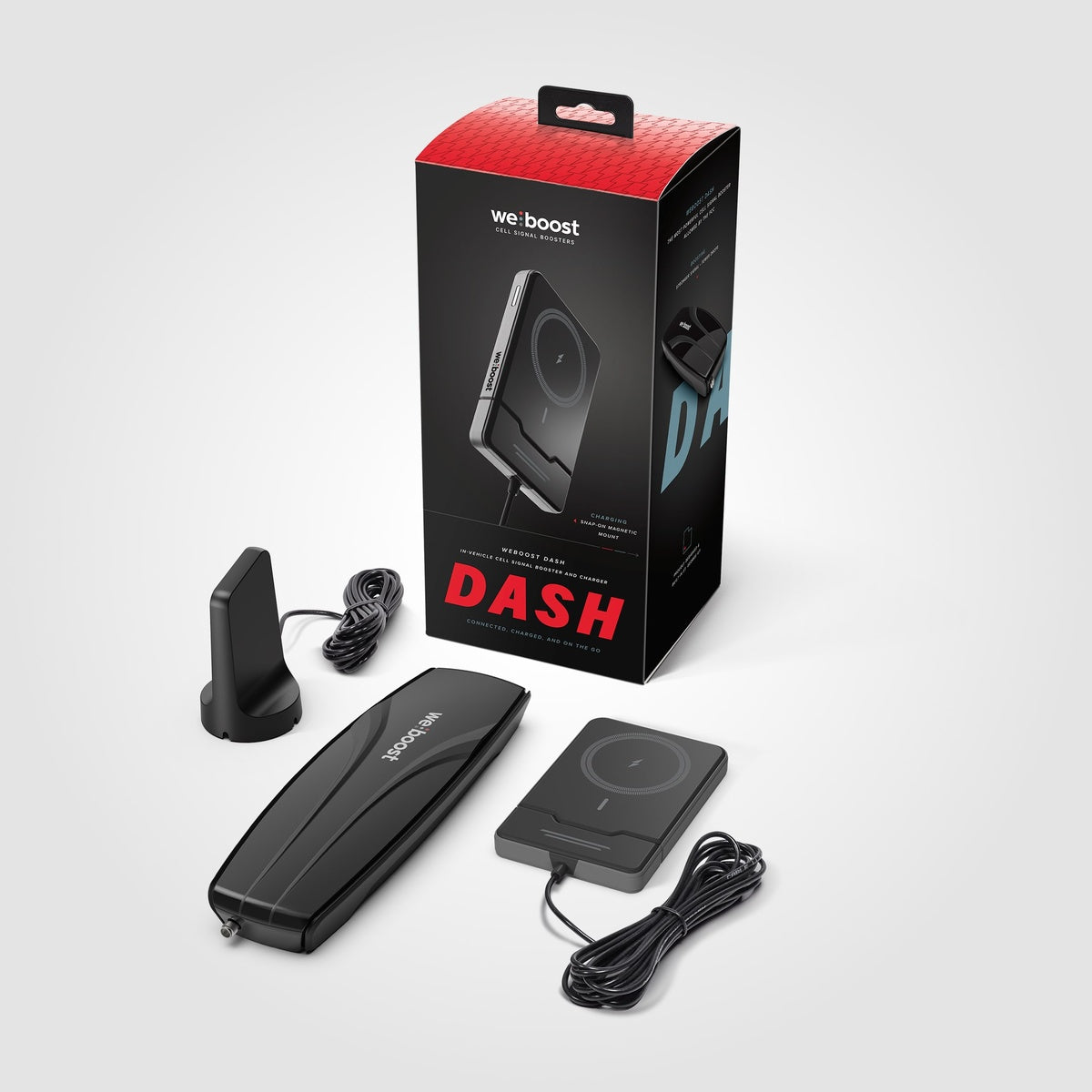 weBoost 5G Dash Cell Signal Booster with Built-in Magnetic Qi2 Wireless Charger (651082)