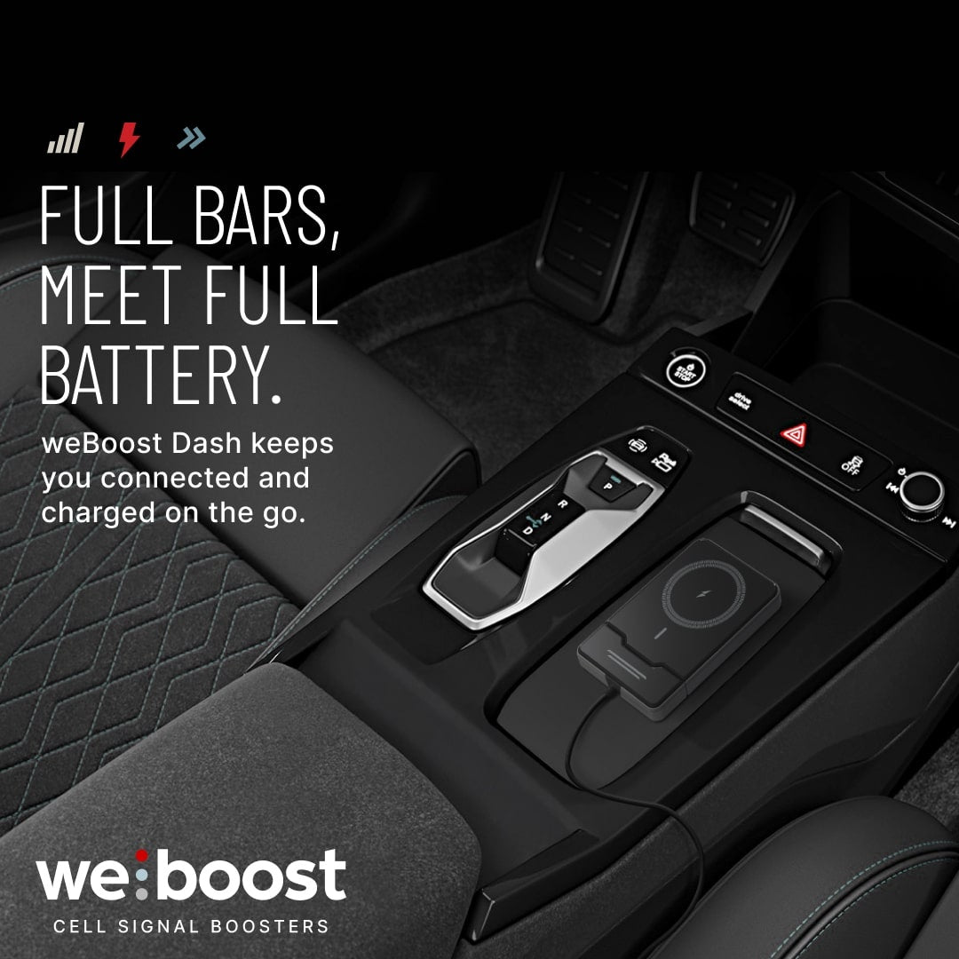 weBoost 5G Dash Cell Signal Booster with Built-in Magnetic Qi2 Wireless Charger (651082)