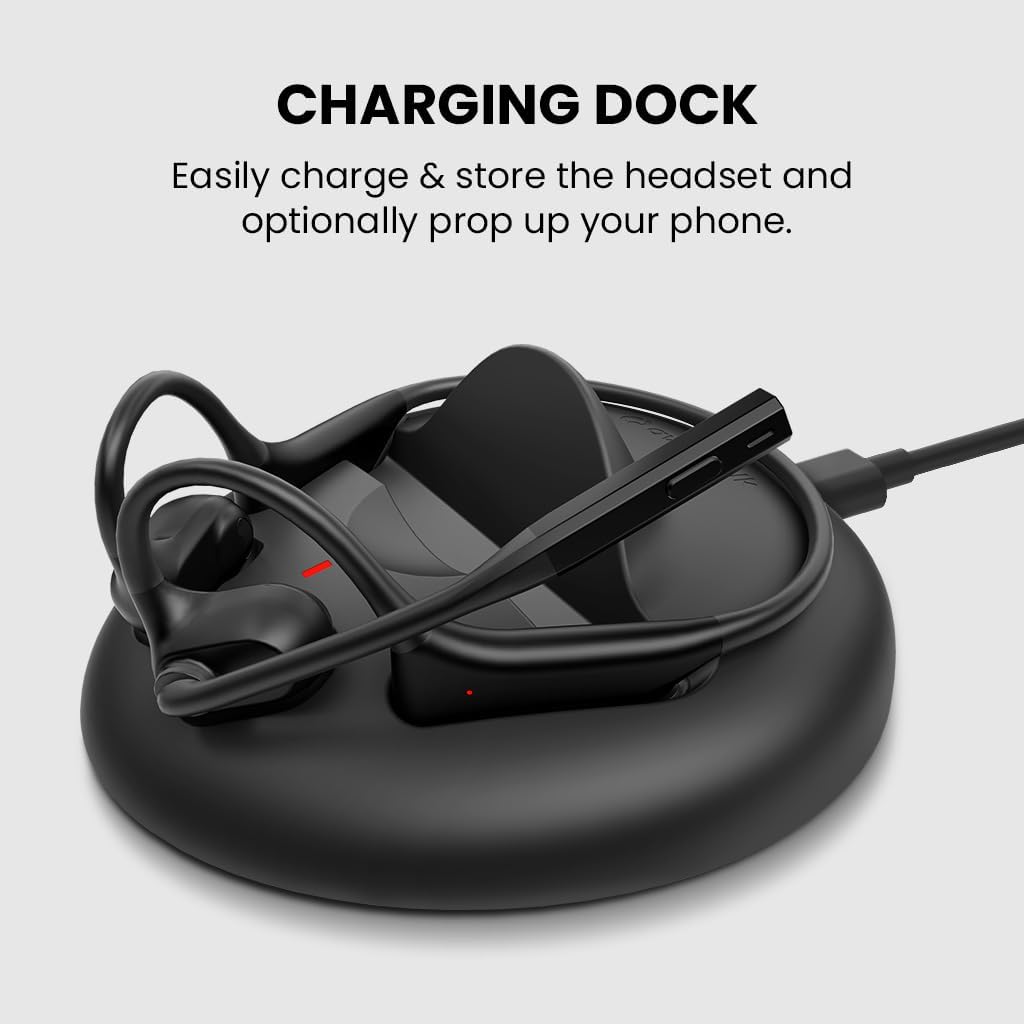 Avantalk Lingo N21 Open-Ear Bluetooth Headphones with Boom Mic & Charging Dock