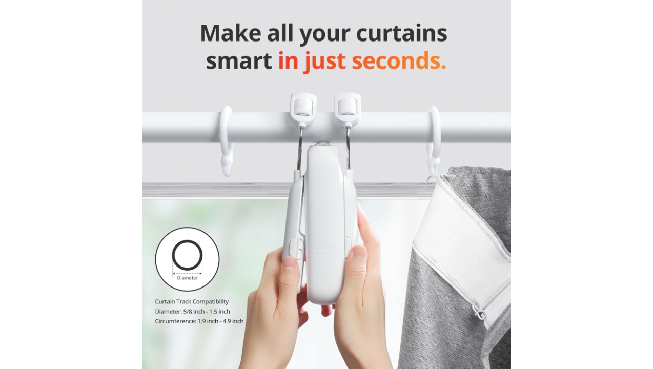 SwitchBot Curtain (Rod 3), White | Smart Electric Motor - Wireless App Automate Timer Control