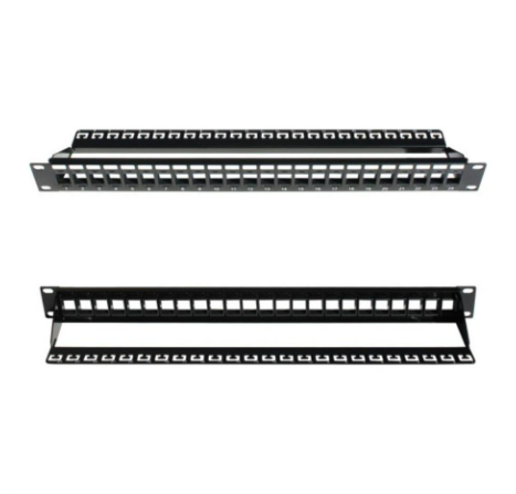 24 Port 1U Keystone Blank Patch Panel with Cable Manager
