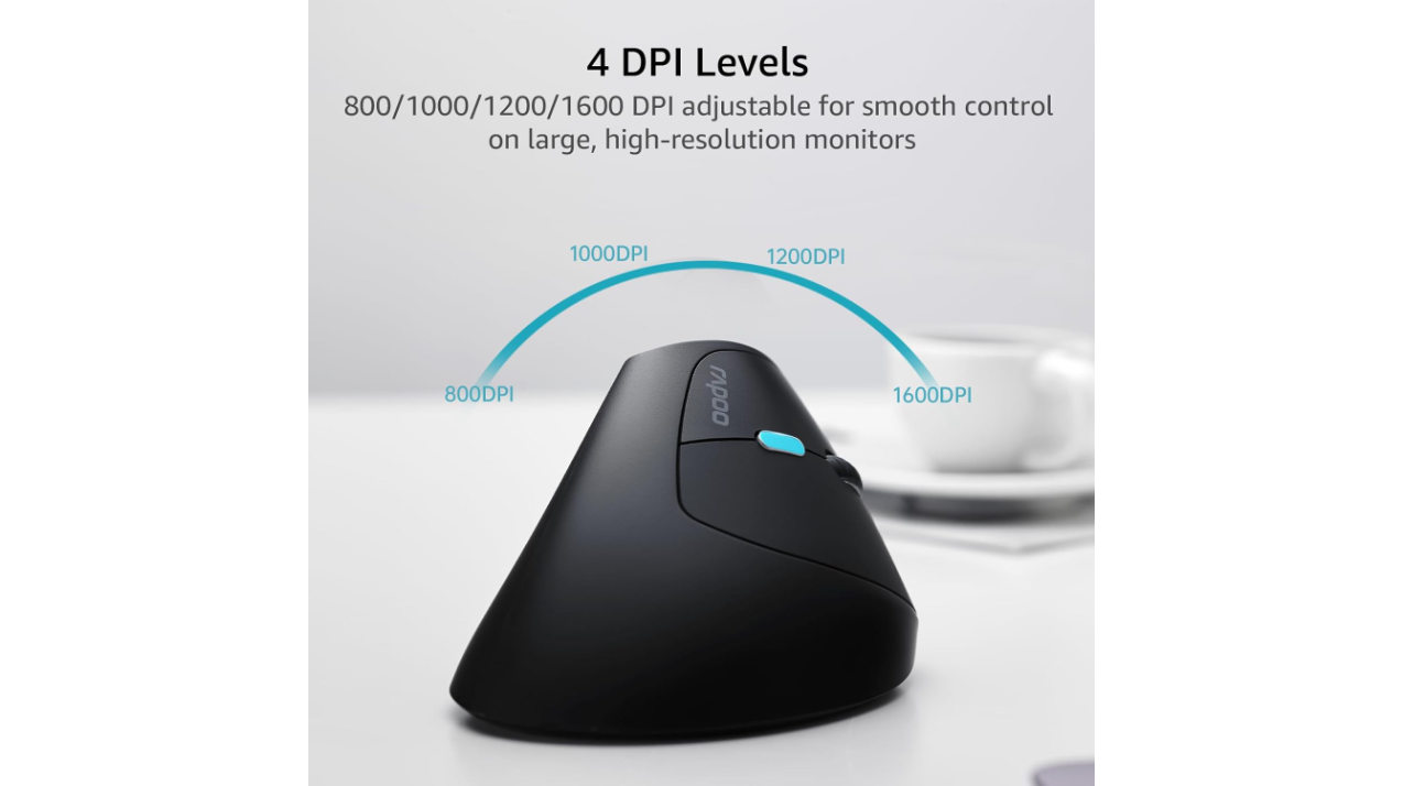 Rapoo EV250 Silent Vertical Ergonomic Wireless Optical Mouse, Black