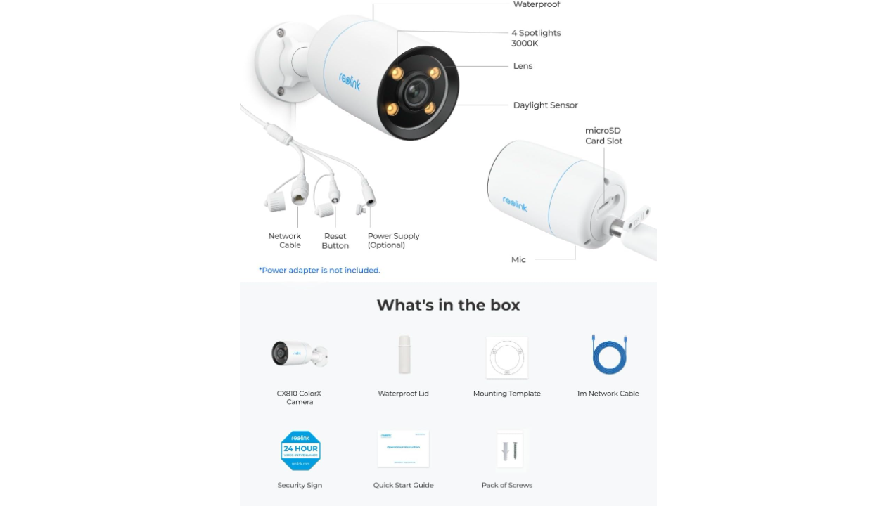 Reolink ColorX CX810 8MP PoE Bullet Camera with True Full-Color Night Vision