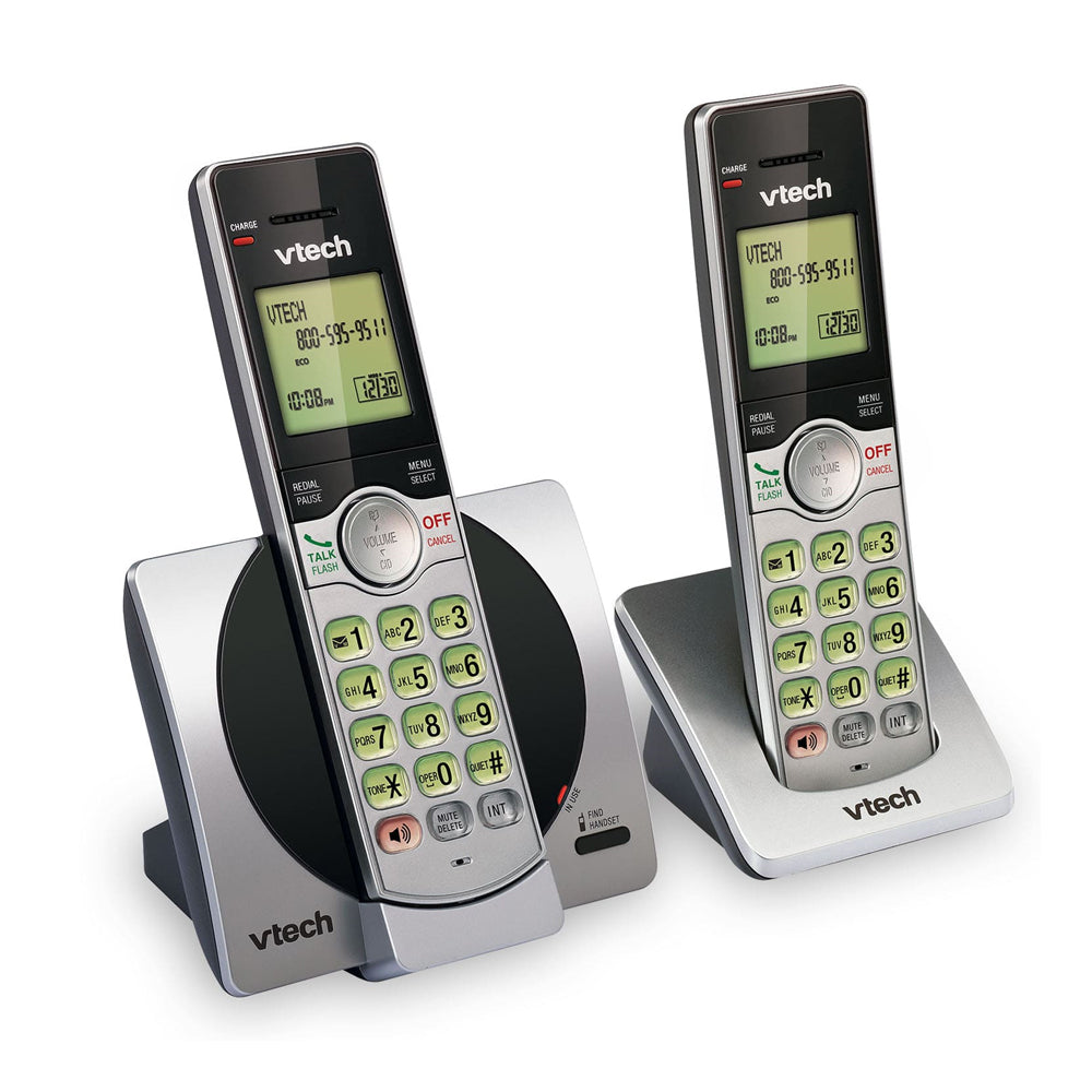 VTech DECT 2-Handset Cordless Phone with Caller ID (CS6919-2) - Silver