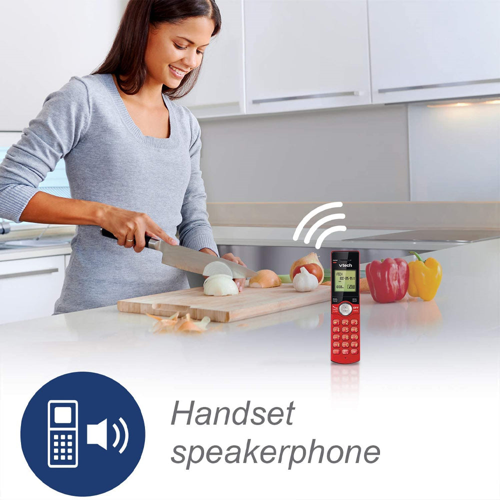 VTech 1-Handset DECT 6.0 Cordless Phone with Caller ID (CS6919-16) - Red
