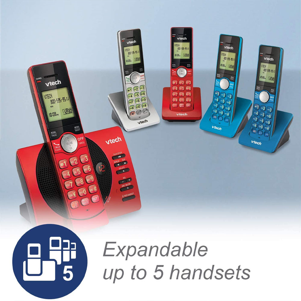 VTech 2-Handset DECT 6.0 Cordless Phone With Caller ID and Answering System (CS6929-26) - Red