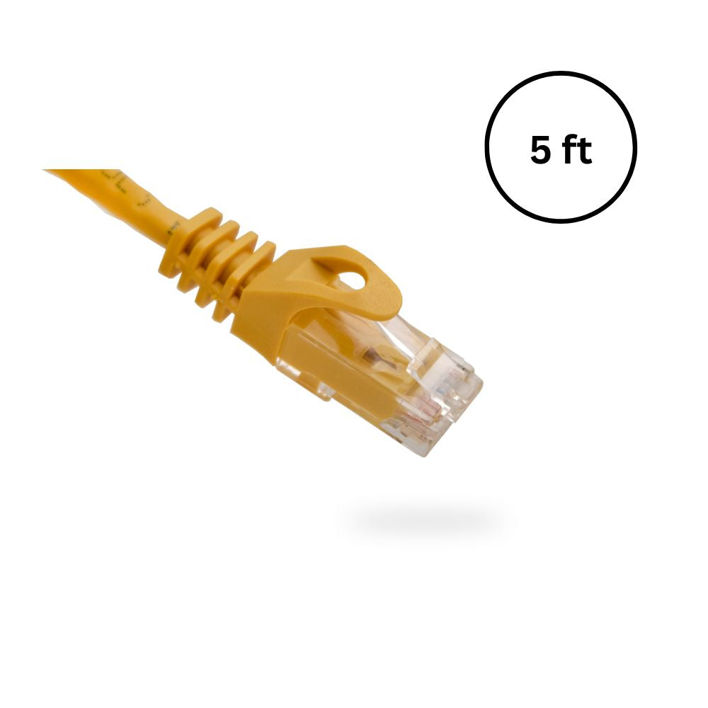 CAT6 5 ft Bare Copper Patch Cable with Boot and Protector (10 pack) | Available in Blue, White, Black, and Yellow