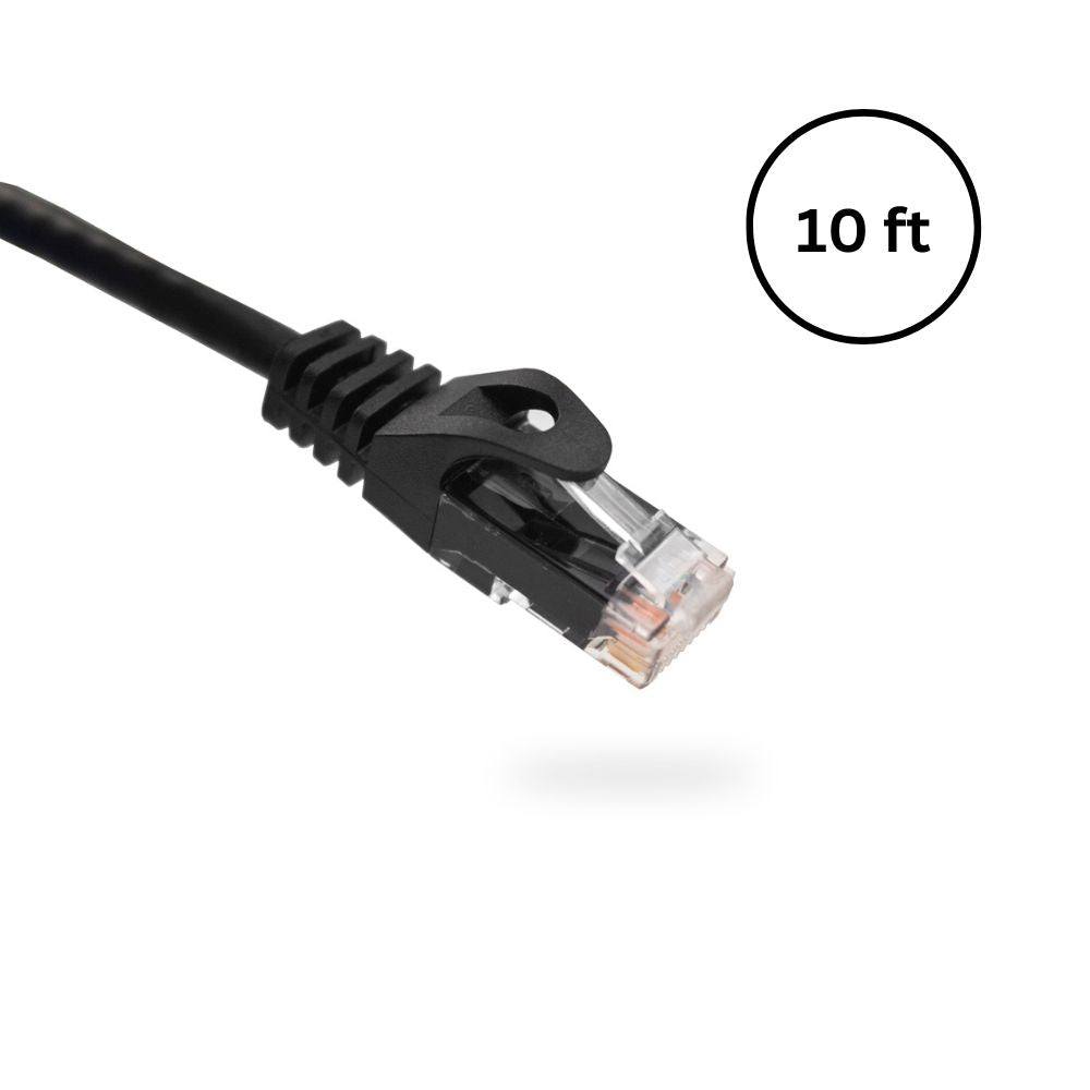 CAT6 10 ft Bare Copper Patch Cable with Boot and Protector | Available in Blue, White, and Black