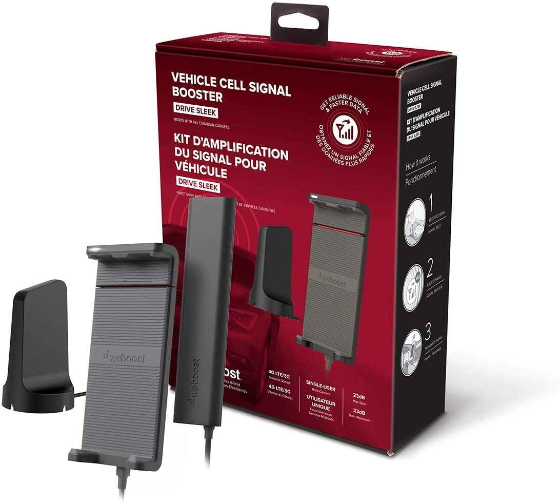 weBoost Drive Sleek (470135F) Vehicle Cell Phone Signal Booster with Cradle Mount | Car, Truck, Van, or SUV | U.S. Company | All Canadian Carriers - Bell, Rogers, Telus & More | ISED Approved
