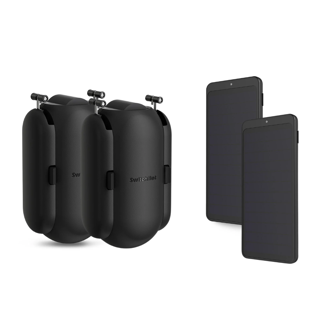 SwitchBot Curtain Bots with Solar Panel Bundle | Smart Electric Motor - Wireless App Automate Timer Control, Add SwitchBot Hub Mini to Make it Compatible with Alexa, Google Home, IFTTT