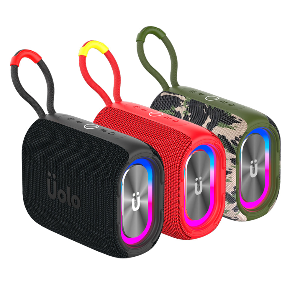 Uolo Pulse GloWave Mini Wireless & FM Speaker | [8W] Stereo Sound, Water Resistant, 20+ Hours Playtime, Emergency flashlight and SOS function