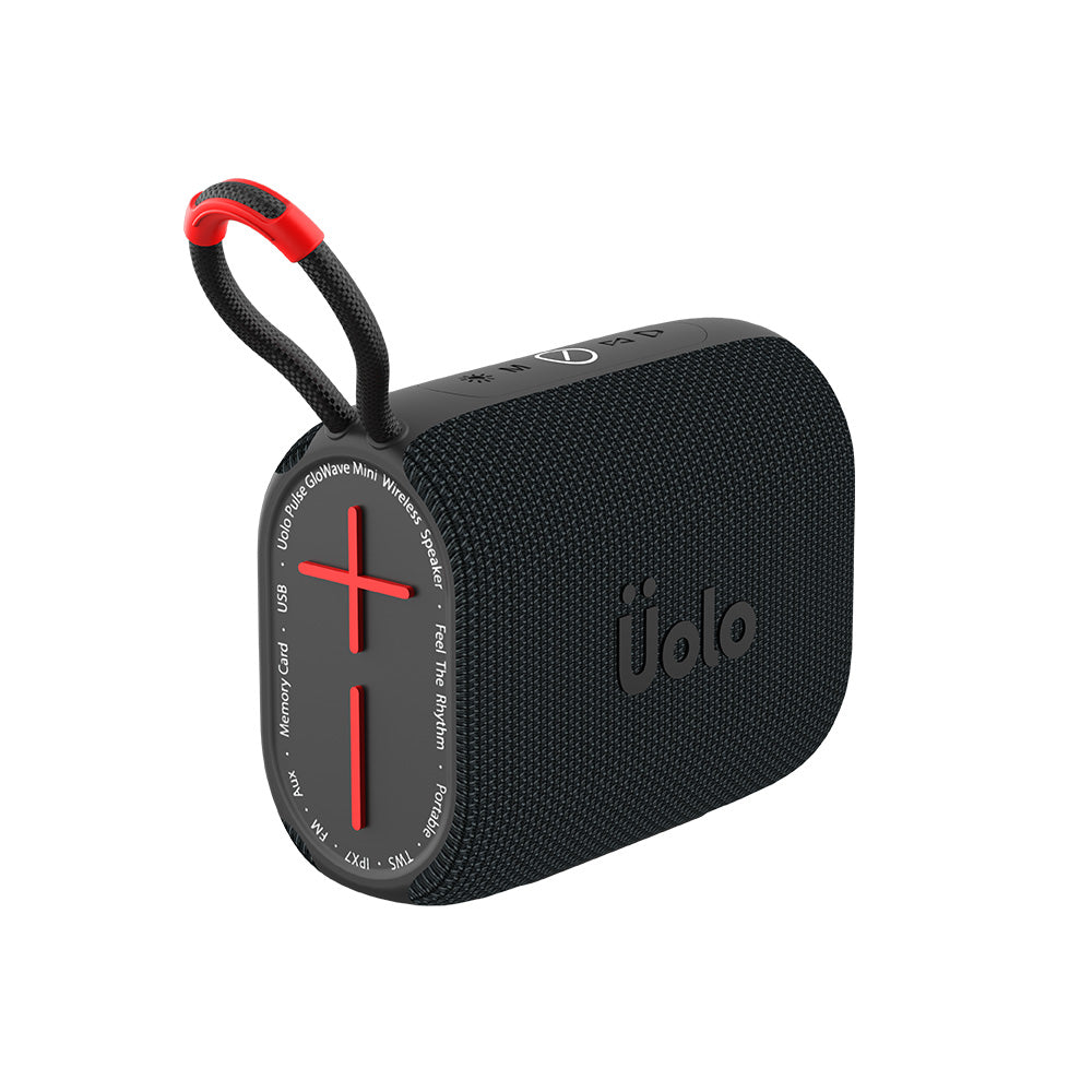 Uolo Pulse GloWave Mini Wireless & FM Speaker | [8W] Stereo Sound, Water Resistant, 20+ Hours Playtime, Emergency flashlight and SOS function